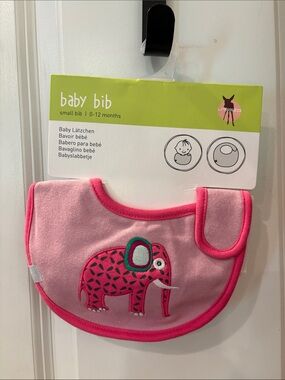 Pink Elephant Baby Bib with Hook-and-Loop Closure - Lassig sku TR28